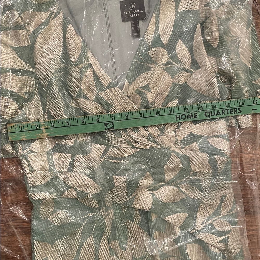 Adrianna Papell Mint Green and Gold Floral Metallic Maxi Dress - Picture 9 of 9